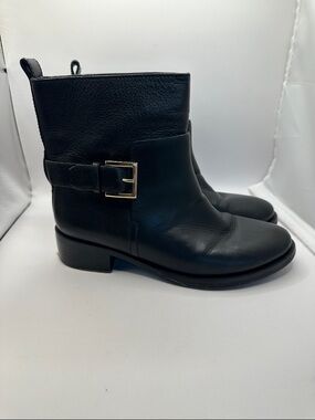 TORY BURCH Riley MidBuckle Brooke Leather Ankle Booties Black, Sz 6.5 M $259